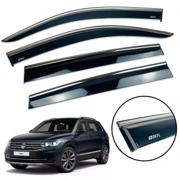 Дефлекторы окон Volkswagen Tiguan 2016+ с нерж. хром полоской